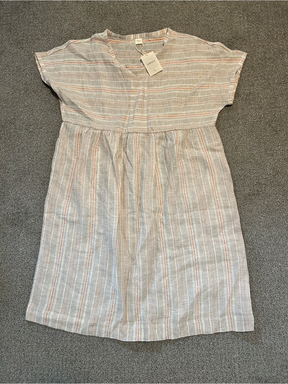 Lintico Dress Tunic Womens XL Beige Boho Linen Sustainable Minimalist NWT